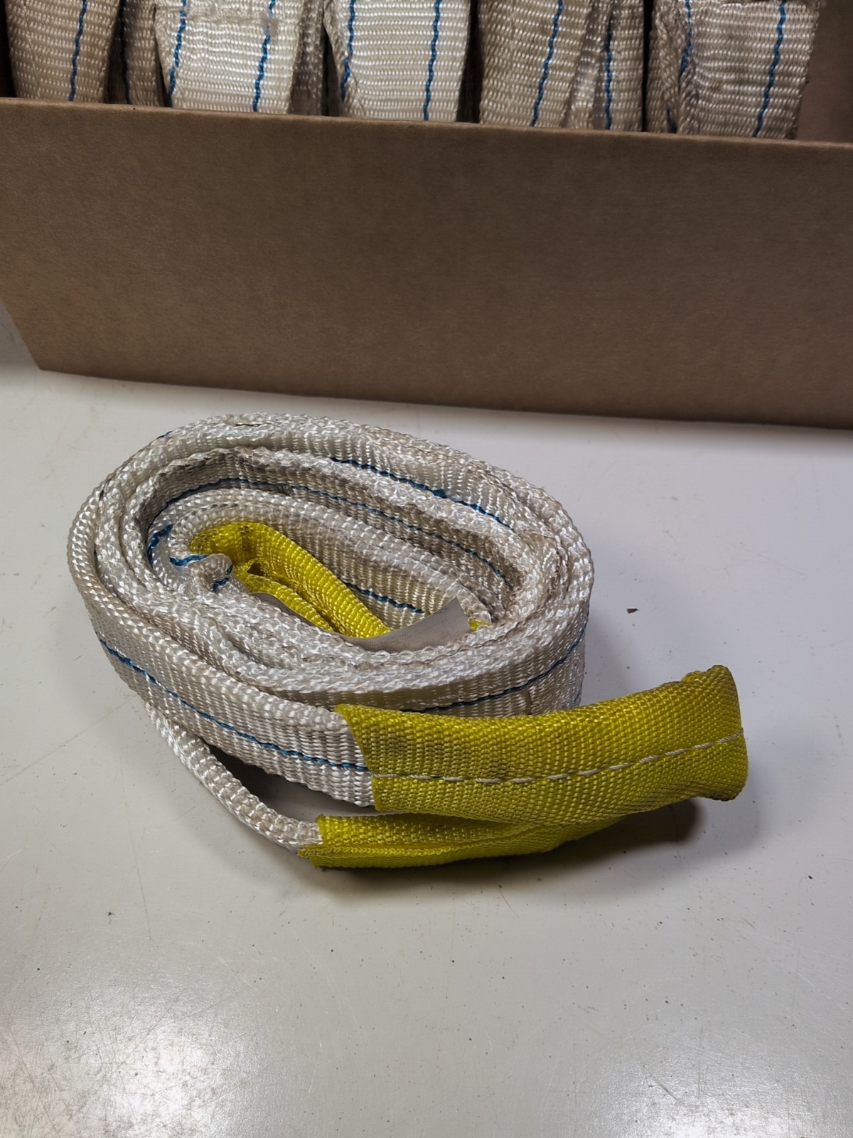 (Lot of 10) Nylon Lifting Sling / Eye to Eye Sling 2" x 5' 2-Ply yellow ends