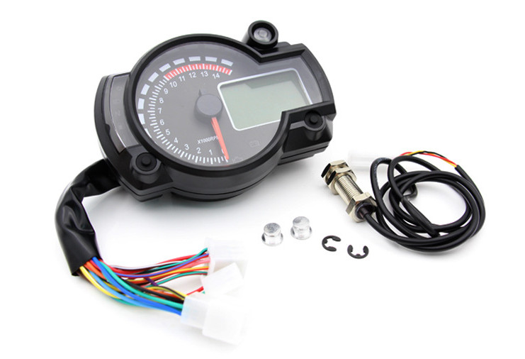 Motorcycle Speedometer Gauge Universal LCD Digit Tachometer Odometer 15000 RMP