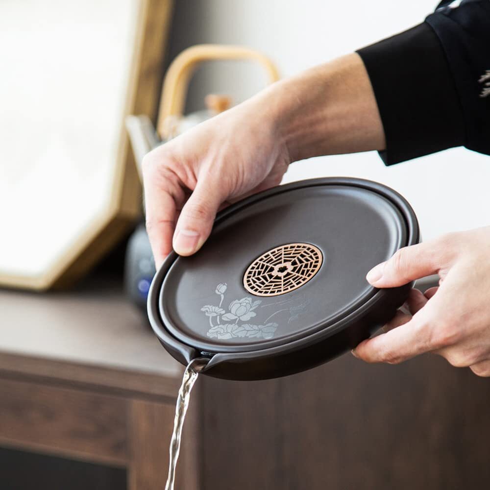 17.6cm China Wood Tea Tray Teapot Holder Kung Fu Tea Set Tea Ceremony