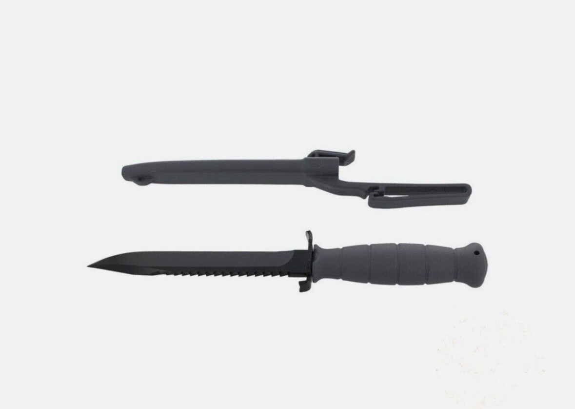 New Glock Field Knife Fixed Blade Grey Plain Root Saw 6.5" w/ Sheath KG039180