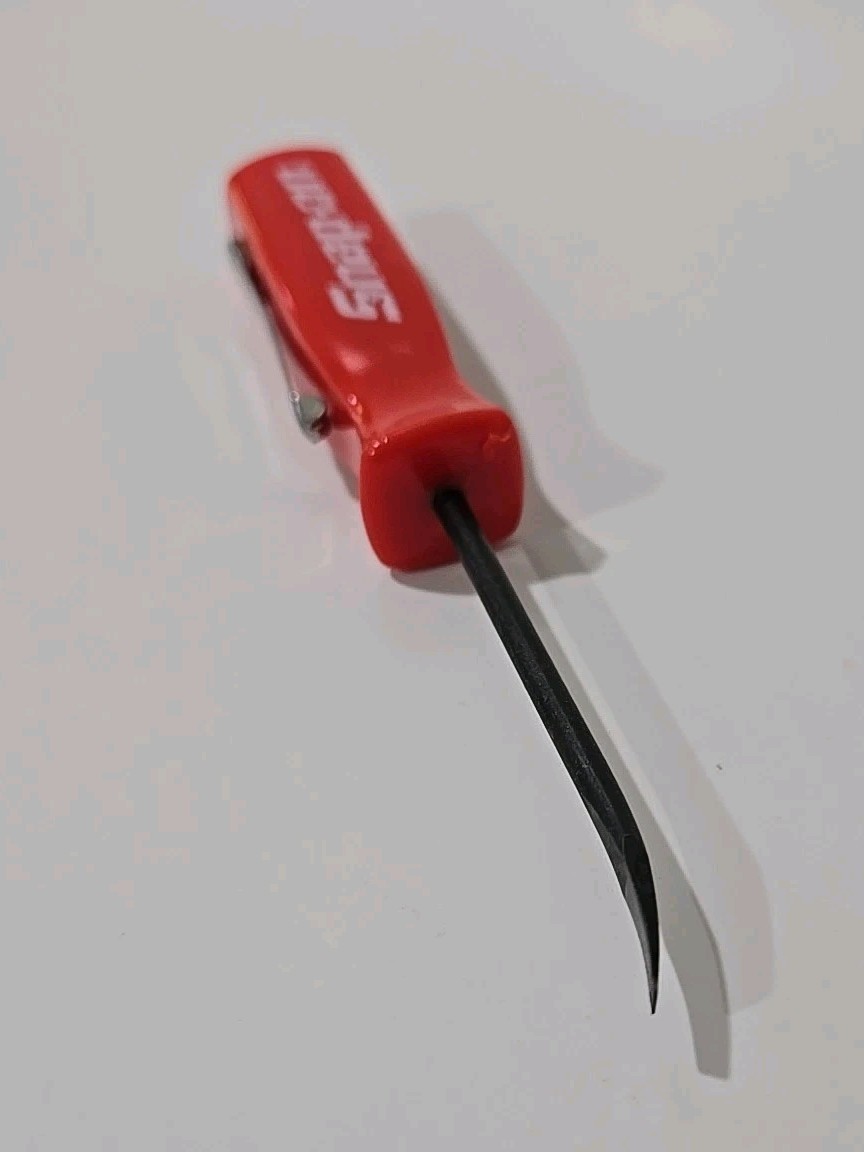 2PK SNAP ON TOOLS LOGO EMBLEM Matte Black Badge Decal + 2 Pocket Pry Bars RED !!