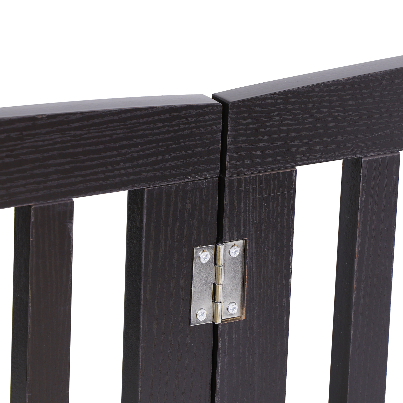 Freestanding Pet Dog Gate 4 Panels Indoor Foldable Dog Fence for Stairs Brown