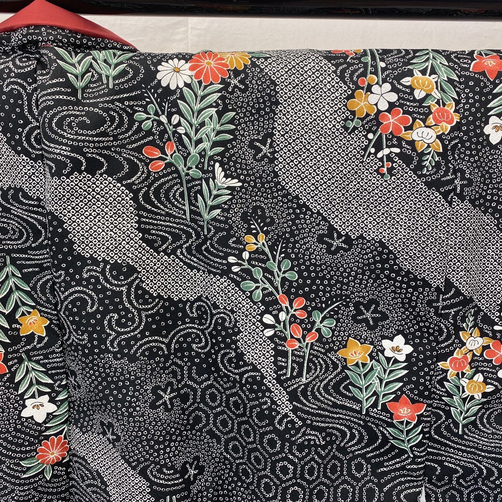 Japanese Vintage Kimono Haori Jacket Polyester Black Traditional Authentic