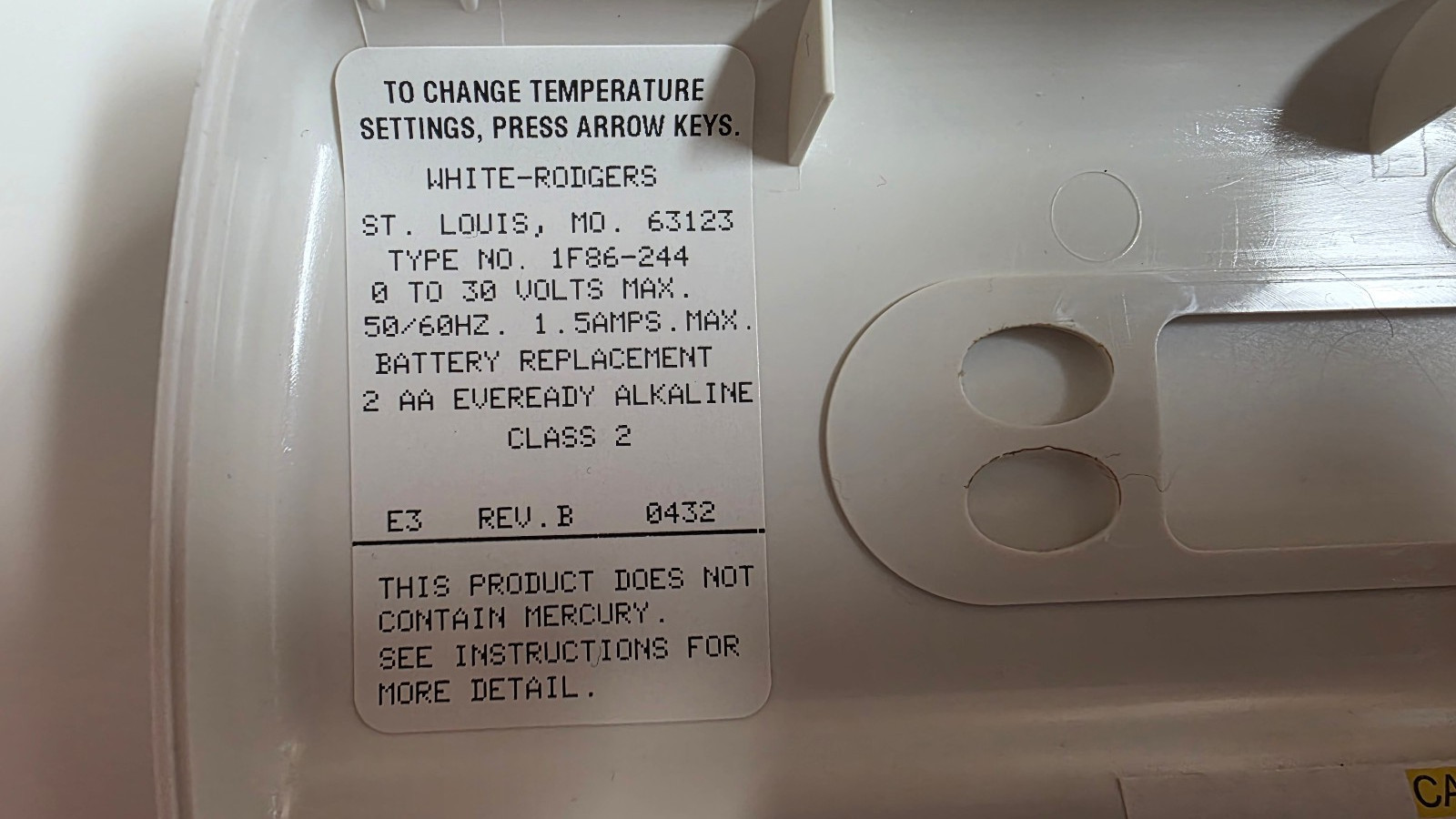 White-Rodgers 1F86-244 Non-Programmable Thermostat 1 Heat /1 Cool Stages.