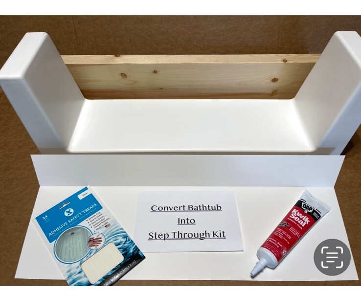 Walk-In Bath Tub Shower Step-Through Insert Kit DIY White