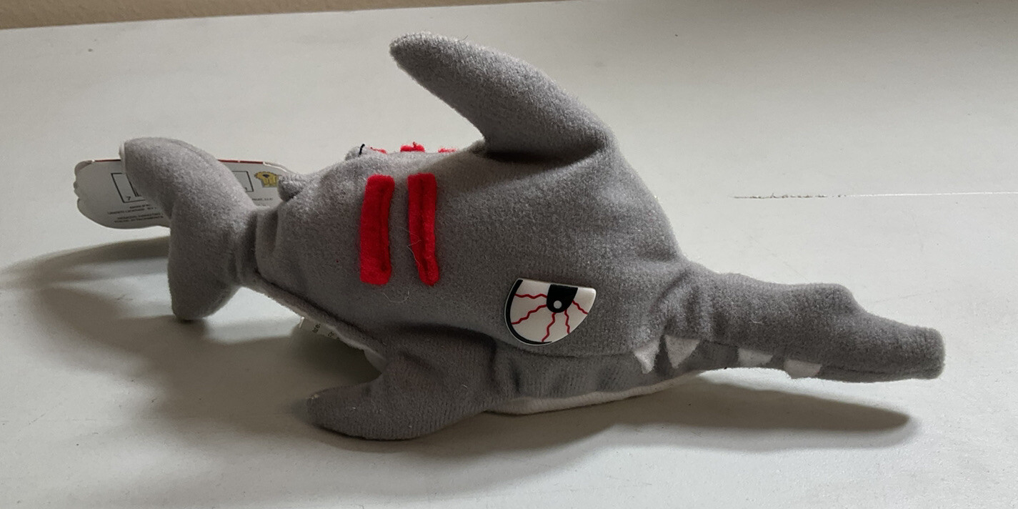 NEW 1997 Meanies Series 1 SLEDGE THE HAMMERHEAD SHARK Bean Bag Plush