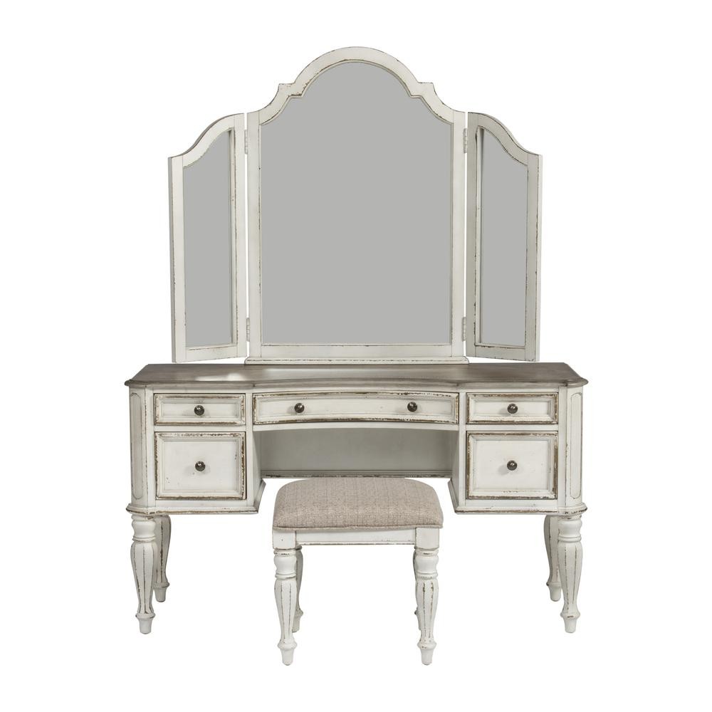 Magnolia Manor 3 Piece Vanity Set in Antique White