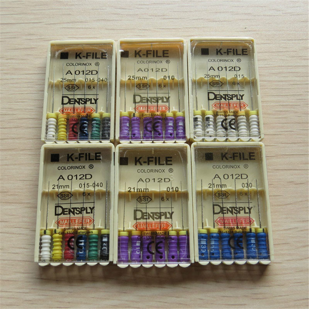 Dentsply Maillefer K-file Endodontic stainless steel 25mm All sizes 12Packs