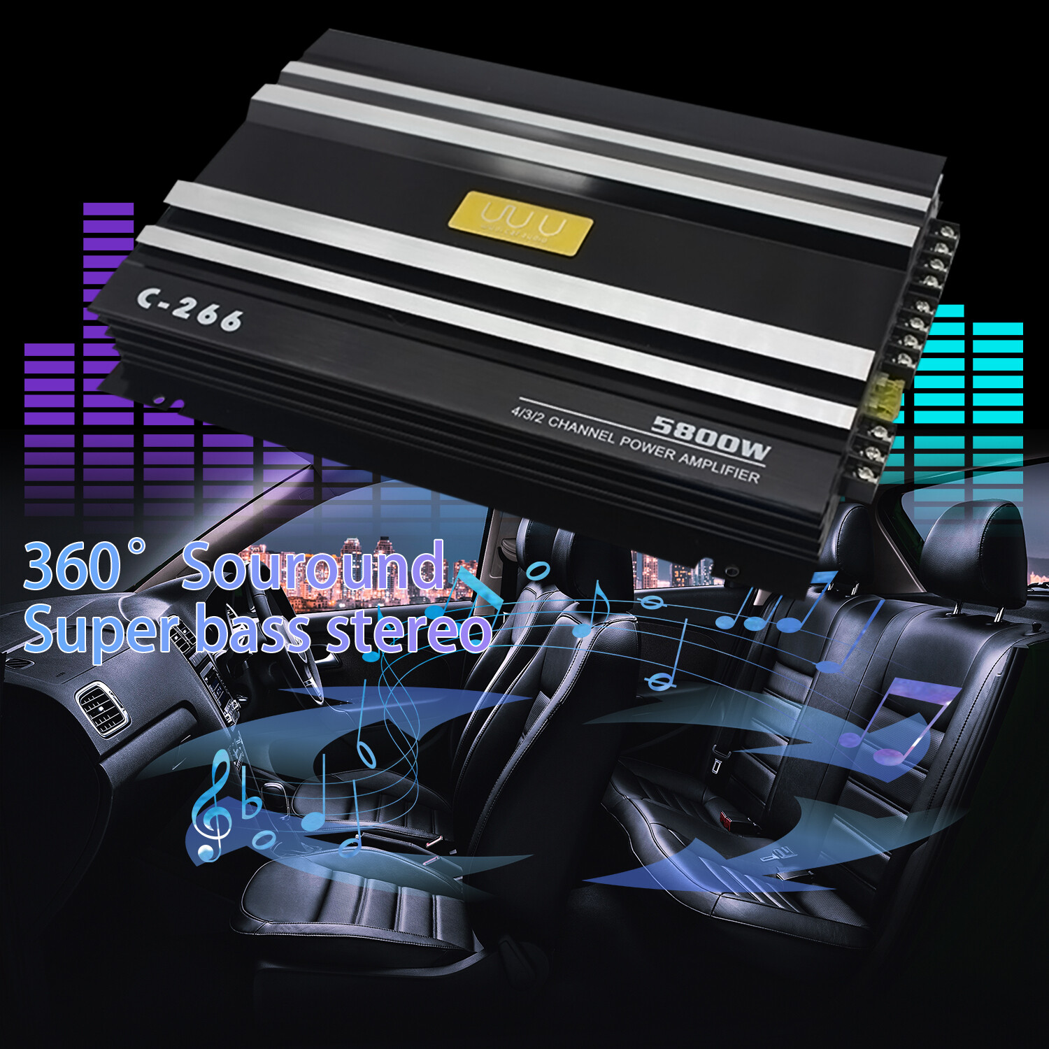 5800W Watt 4 Channel Car Truck Amplifier Stereo Audio Speaker Amp System Device