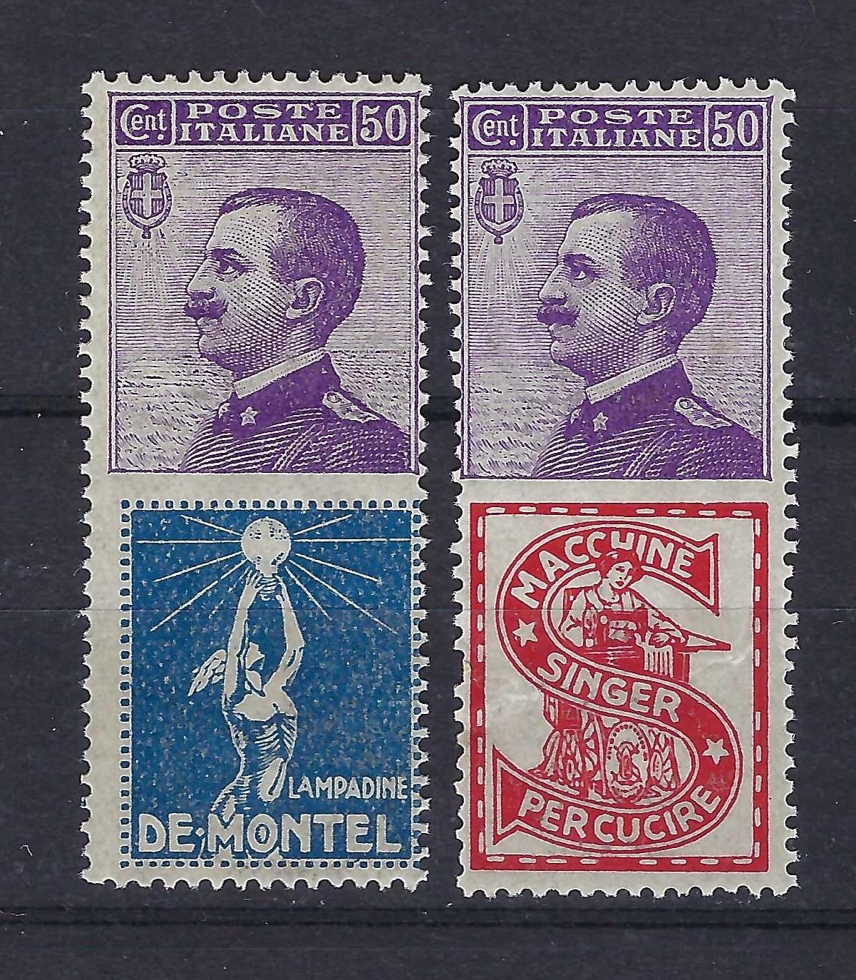 Italy 1924 De Montel & Singer Advertising Label Stamps 50c - Mint Never Hinged