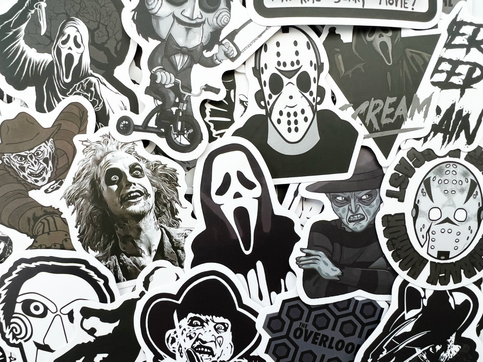 100 Horror Movie Black and White Gothic Laptop Stickers Dark Tattoo Goth Decals