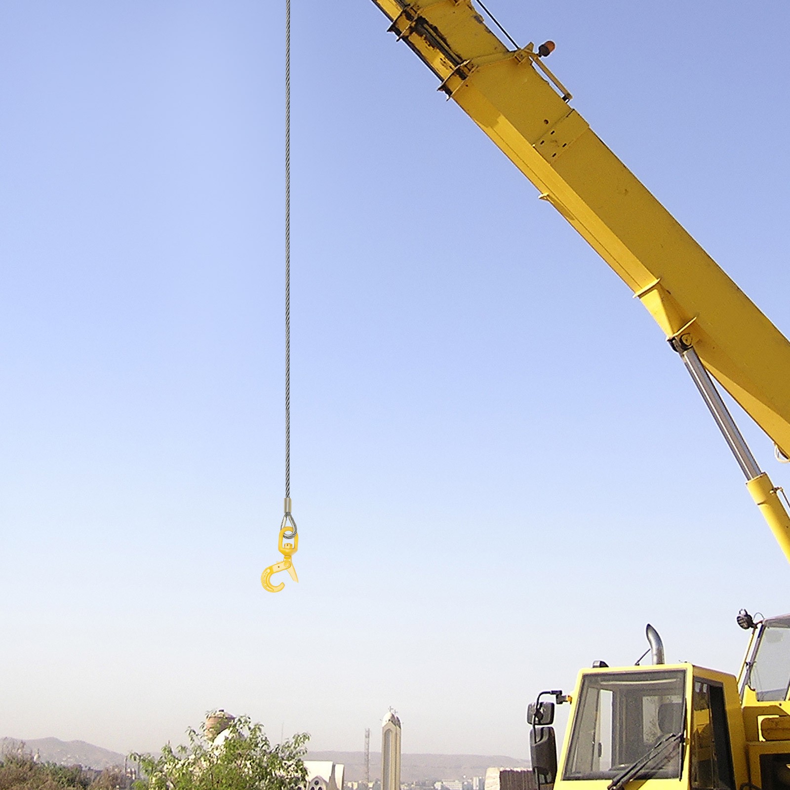 Wire Rope with Swivel Hook 3/8"x150ft Winch Cable with Self Locking Hook Safety