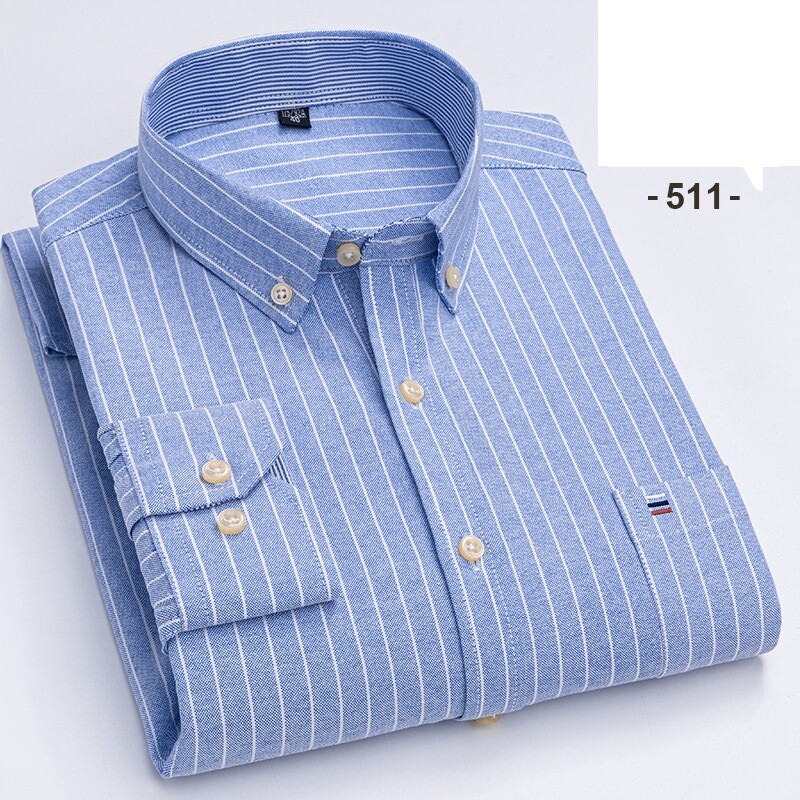 Men's Oxford Cotton Dress Shirt Long Sleeve Formal Business