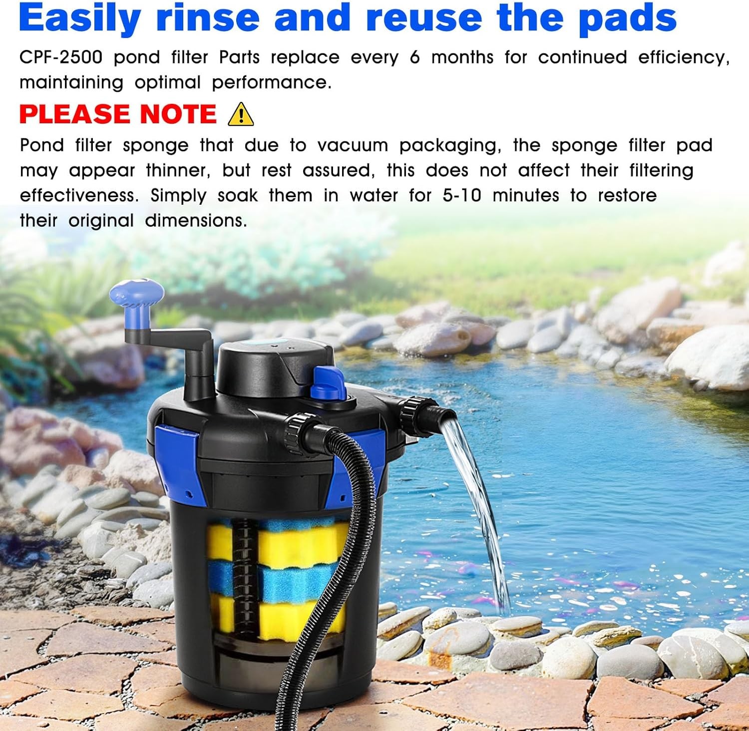 Pond Filter Replacement Sponge Media Pad Koi Fish yellow blue