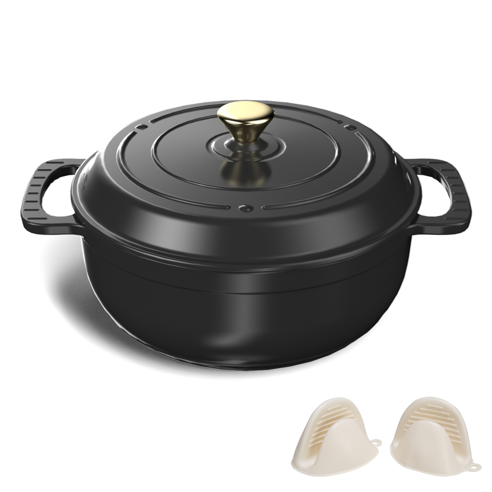 6QT Enameled Cast Iron Dutch Oven, Heavy Duty Dual Enamel Coating FDA Certified