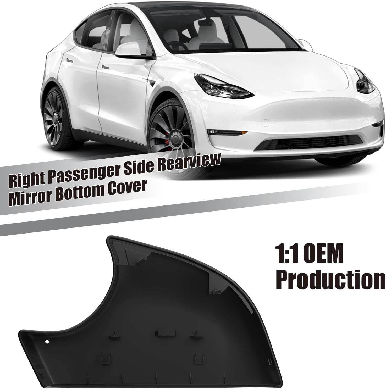 Tesla Model Y Right Mirror Bottom Cover Passenger Side Rearview Lower Base Trim