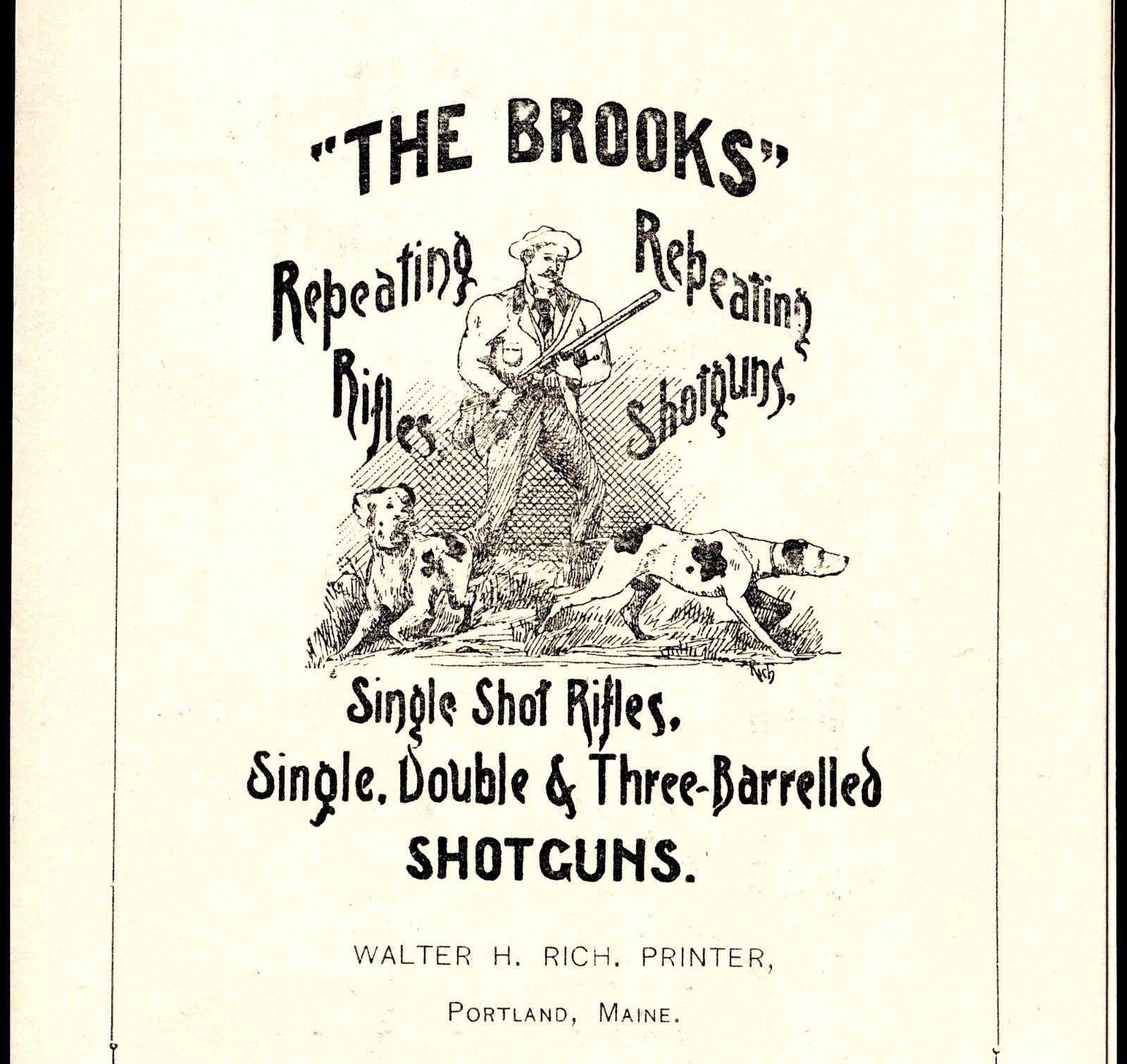 Brooks 3-Barrelled Shotgun 1892 Arms & Tool Rifle Folder Advertising Trade Card