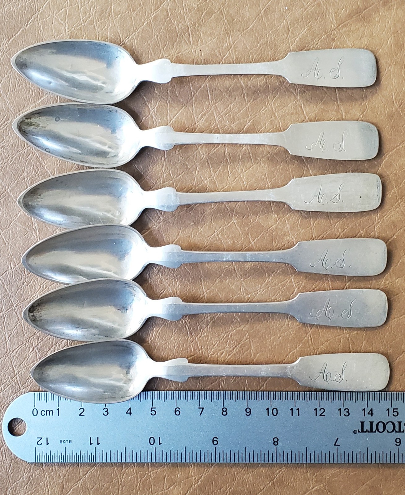 6 Antique Continental Silver Spoons – 12 Loth Marks (5) + 1 Variant – Liebel