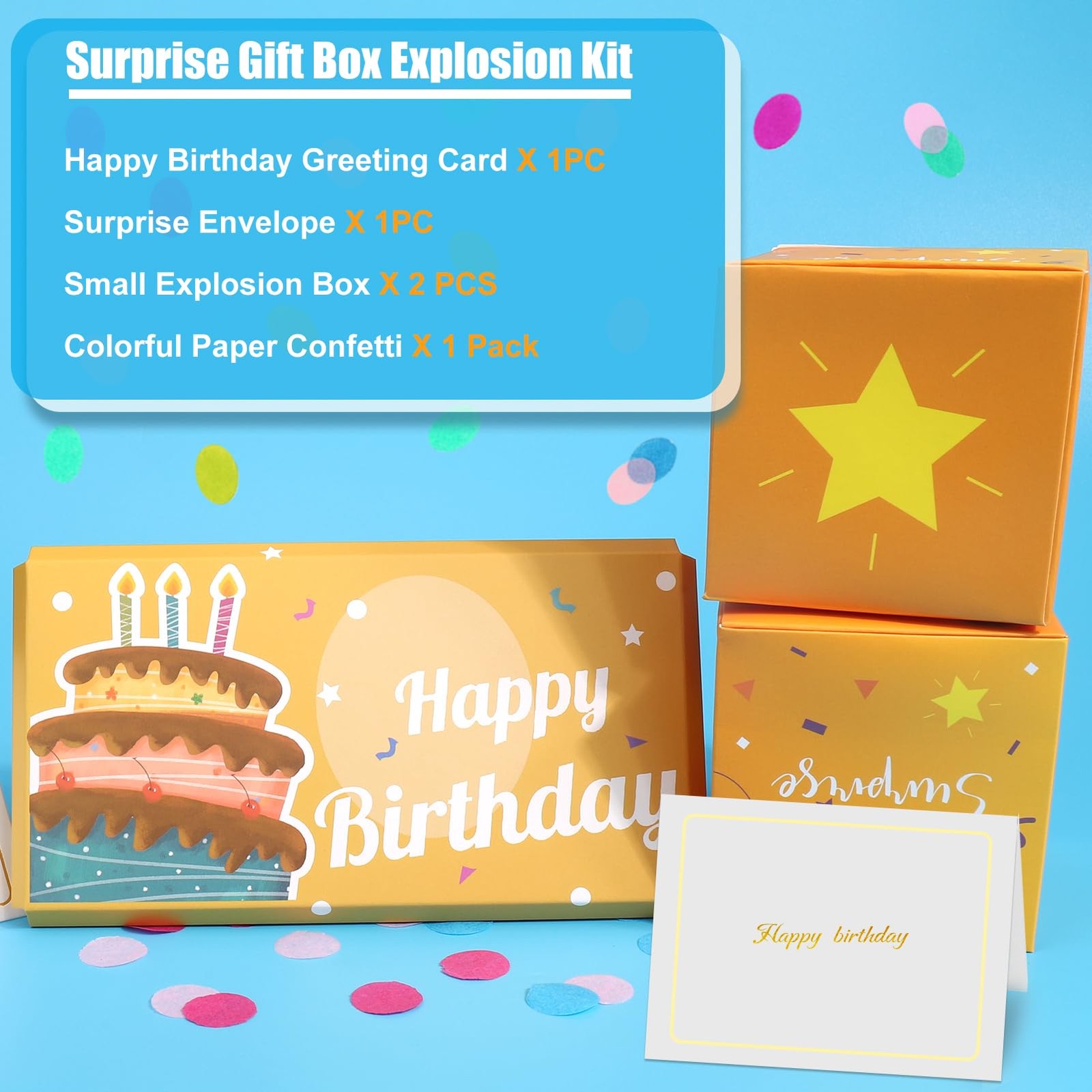 Pop Up Birthday Card, Confetti, Surprise Gift Box, Money, Cash, Explosion, Box