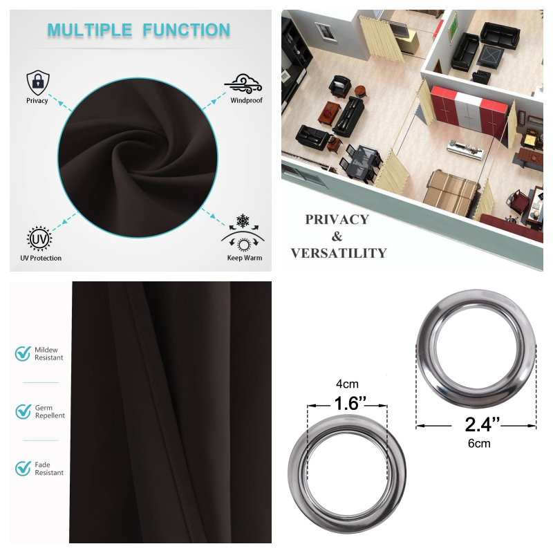 1P BLACKOUT UNLINED HEAVY THICK THERMAL PANEL WINDOW CURTAIN EXTRA WIDE 100"X84"