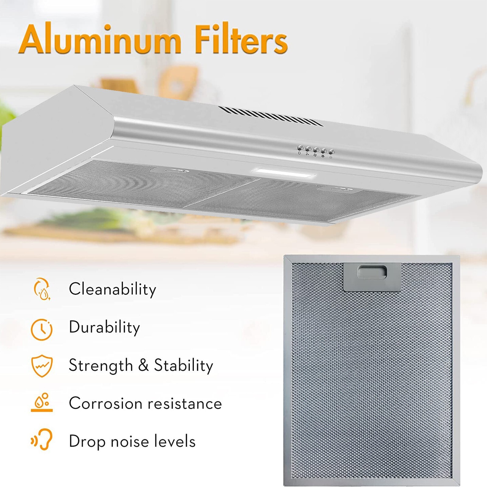 30 inch Under Cabinet Range Hood Ducted/Ductless Stainless Steel 3-Speed Vent