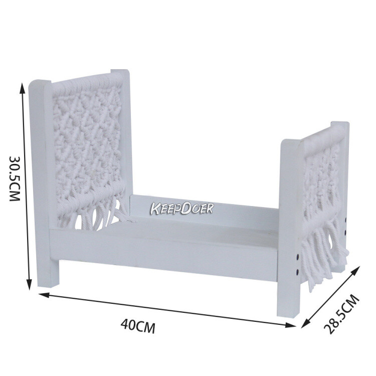Newborn Baby Photography Prop Wood Bed Woven Knit Kids Cot Mat Mattress Cushion