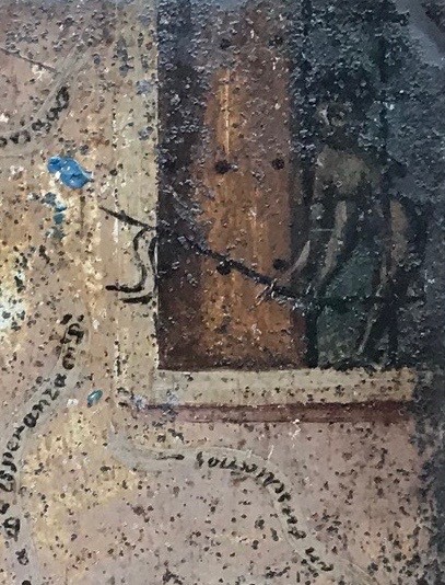 antique retablo mexico spanish colonial art oil on tin