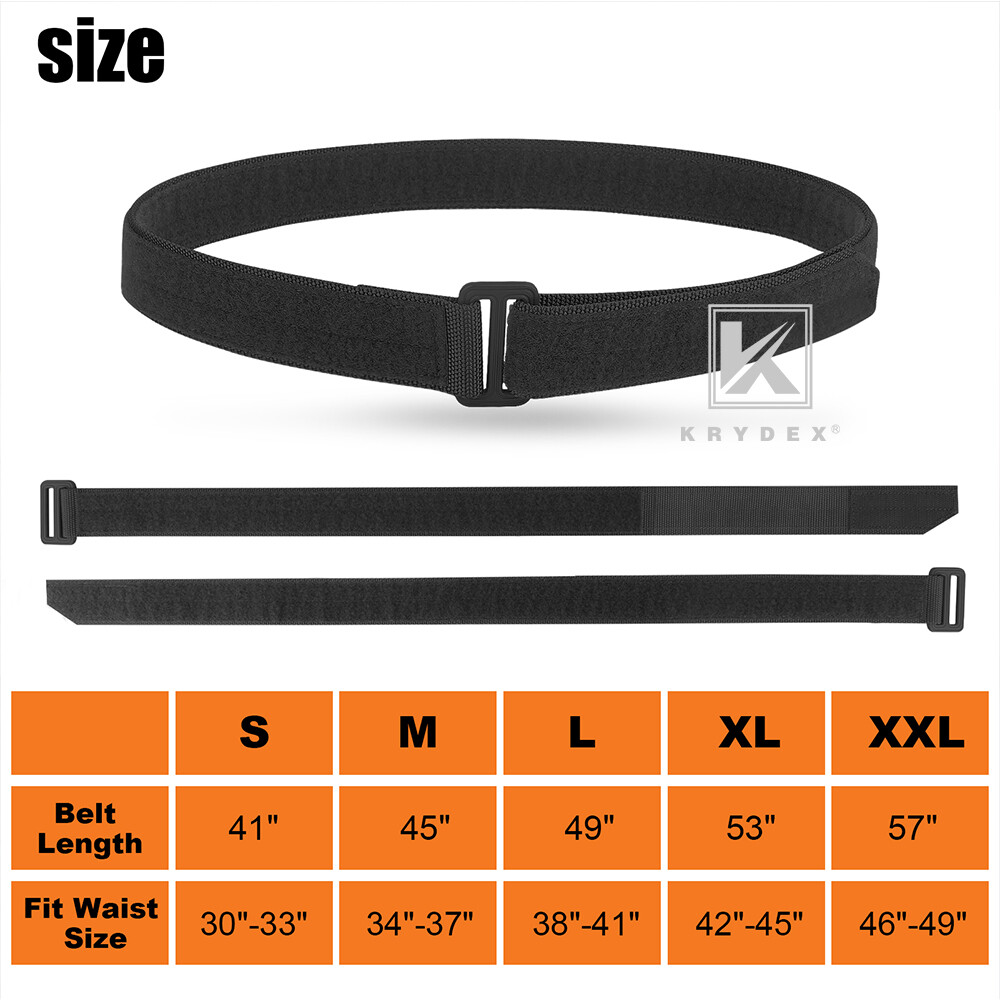 KRYDEX Tactical Base Belt EDC Under Loop Inner Belt 1.5inch Duty Concealed Carry