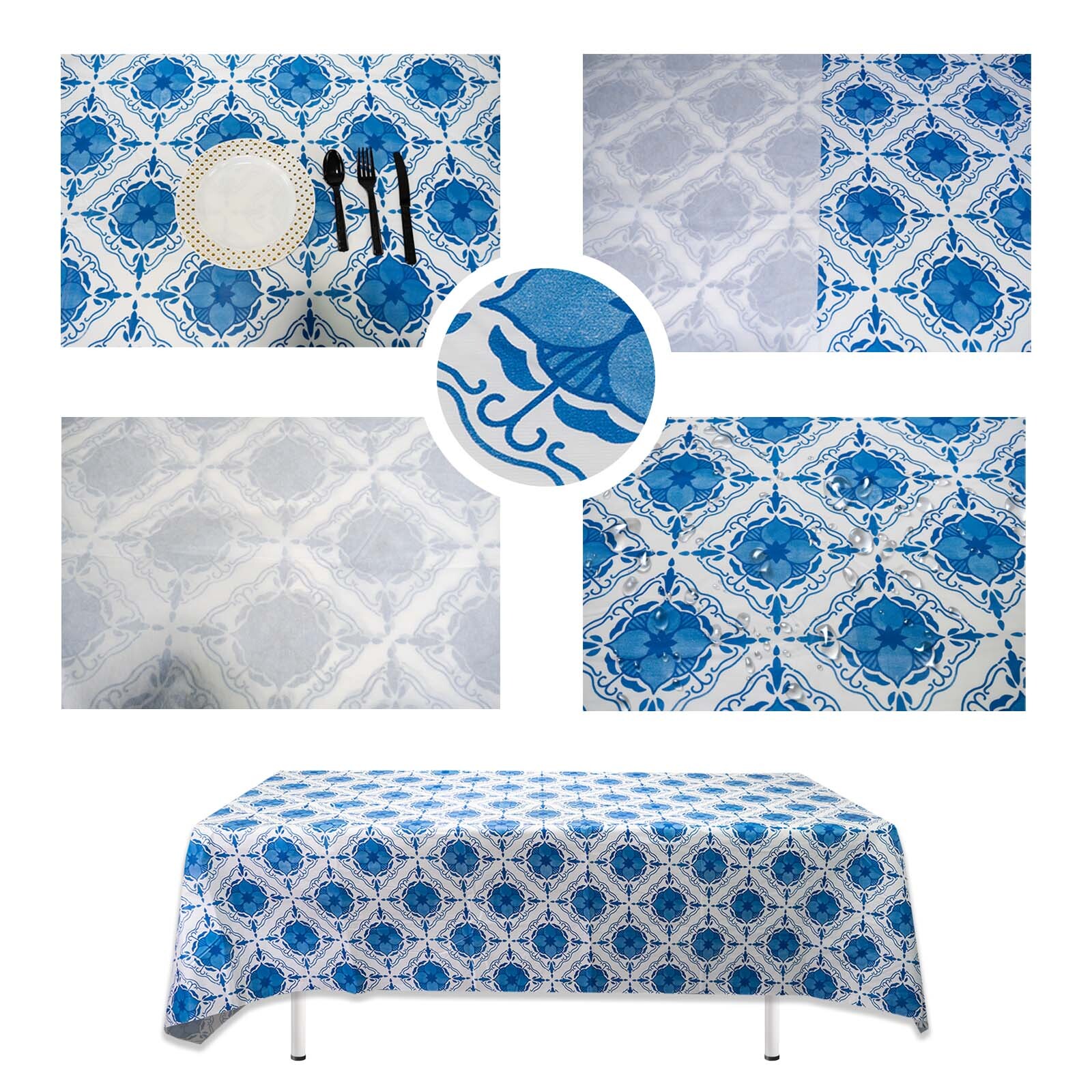 Rectangle Vinyl Flannel Backed Tablecloths Heavy Duty Waterproof Table Cover