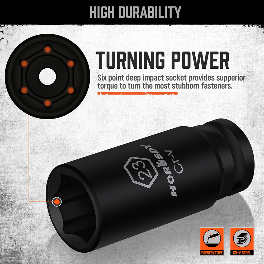 Impact Deep Shallow Socket Set 66PC 1/2" Drive 6 Point SAE Metric Master & Case