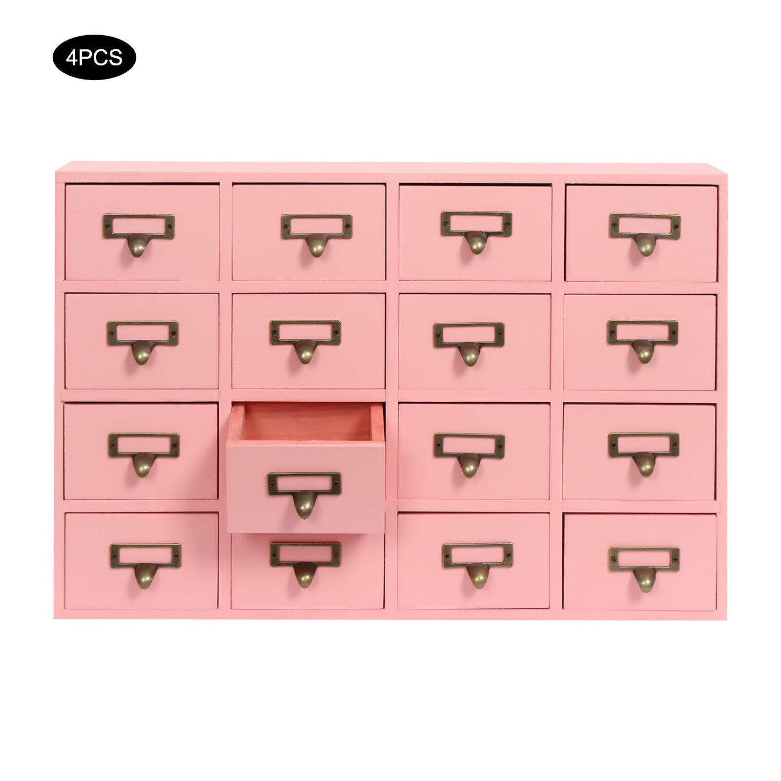 Vintage 4 PCS Drawer Cabinets Pink 64-Drawer Storage Box Storage Cabinet