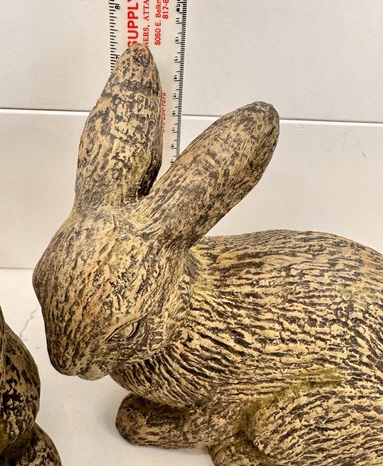 Adorable Pair Of Pier 1 Terracotta Pottery Statue Rabbits/Bunnies Farmhouse Chic