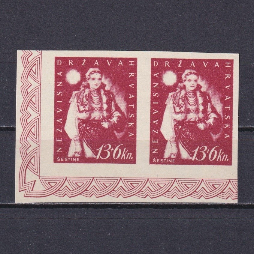 CROATIA 1942, Sc# B24, Slavonian peasant, Proof, MH