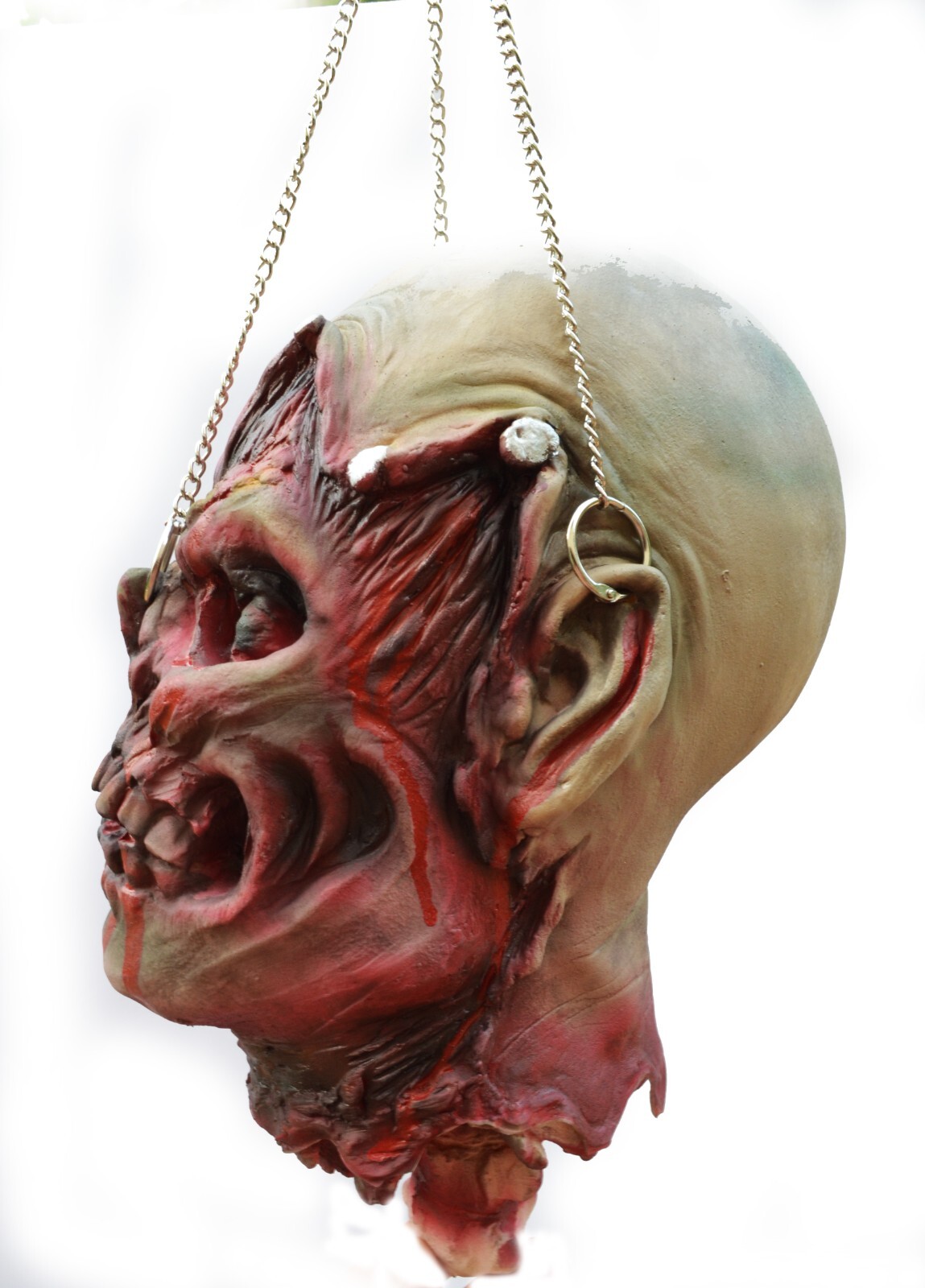Life Size Halloween Props Scary Walking Dead Zombie Rotten Chained Head