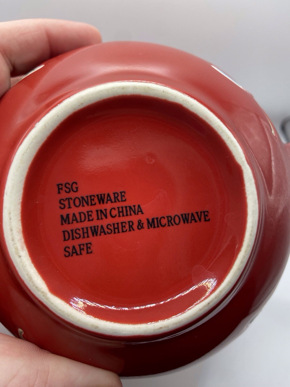 FSG Red Stoneware Floral Teapot With Strainer Pink Blue Green Flowers