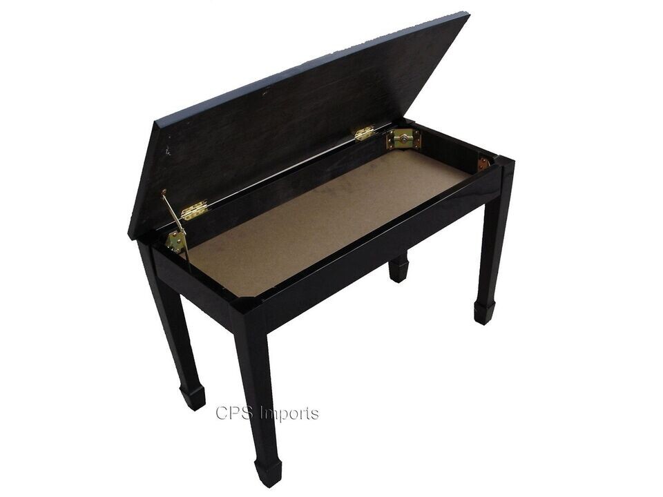 WOOD TOP GRAND PIANO BENCH/STOOL/CHAIR with STORAGE- EBONY OPENED ITEM