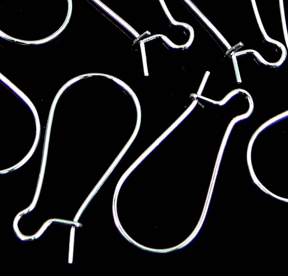 50 Silver Plated Kidney Interchangeable Ear Wire Earrings Hooks 25x12mm