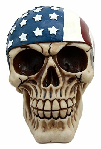 American Flag Skull Bandana Figurine Polyresin Home Decor Bikers Halloween