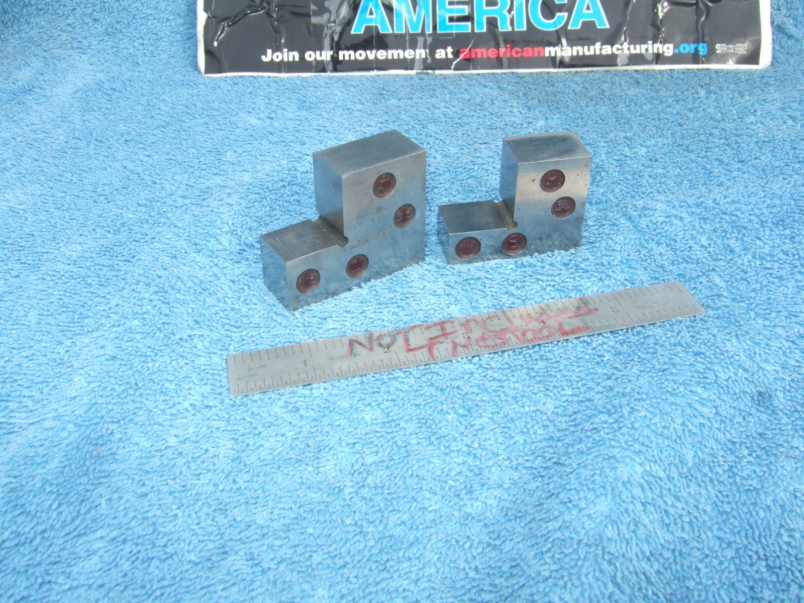 SINE GAGE BLOCKS 3" USA (2) 10*-45* x ERIE Pa. TOOLMAKER MACHINIST GRIND BLOCK 2