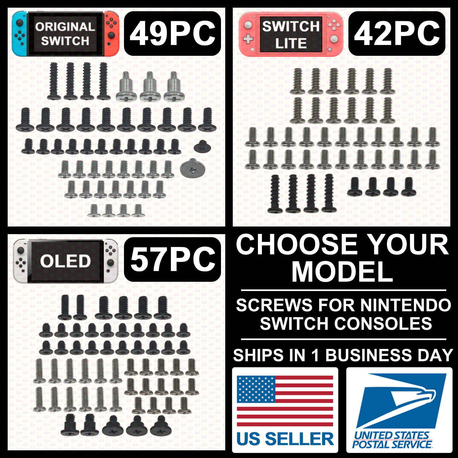 Full Screw Set for Nintendo Switch/Lite/OLED Console Housing Repair Replacement