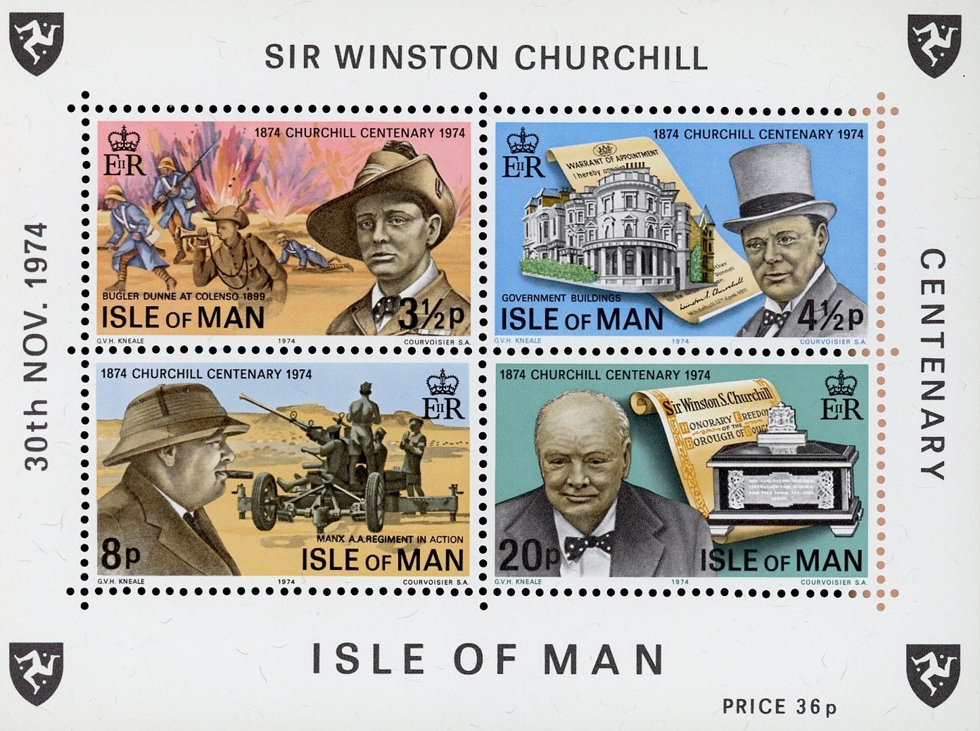 Isle of Man 51a Souvenir Sheet Churchill Centenary MNH