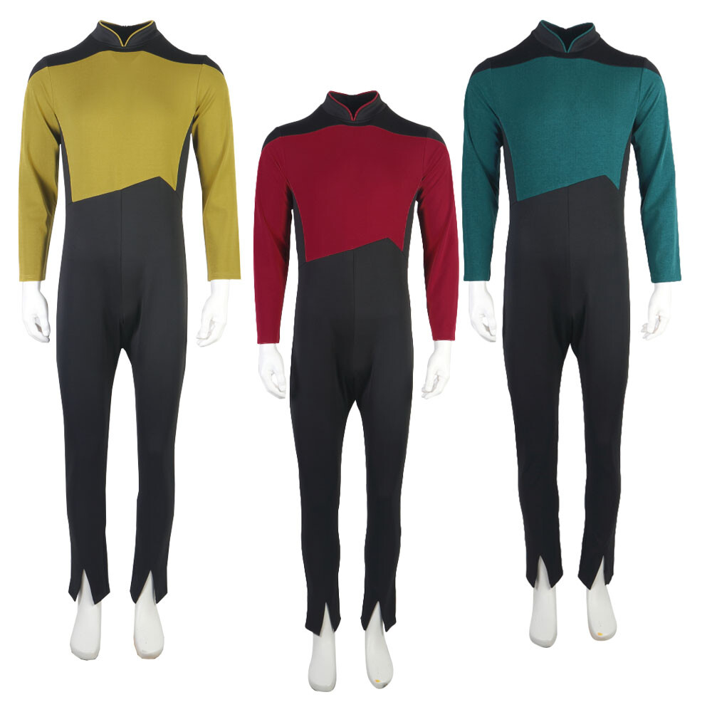 For The Next Generation Picard Red Jumpsuit TNG Data Gold Blue   Uniform Costume