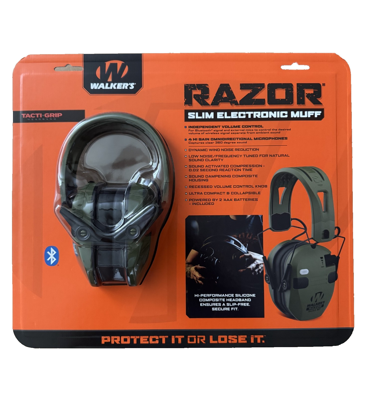 Walker's Razor Quad Bluetooth Tacti-Grip Slim Digital Muff Ear Protection | NEW