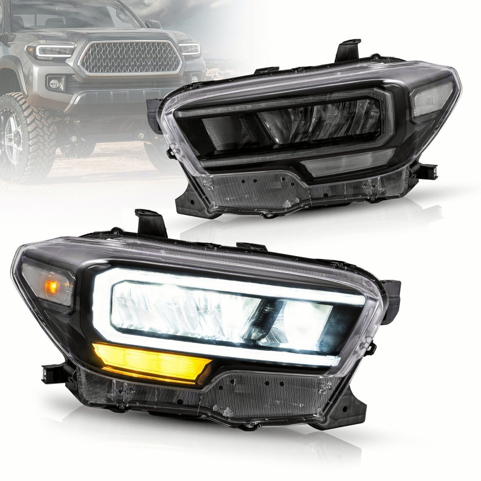 For 2016 2017-2020 2021 Toyota Tacoma Full LED DRL Projector Headlights Lamps