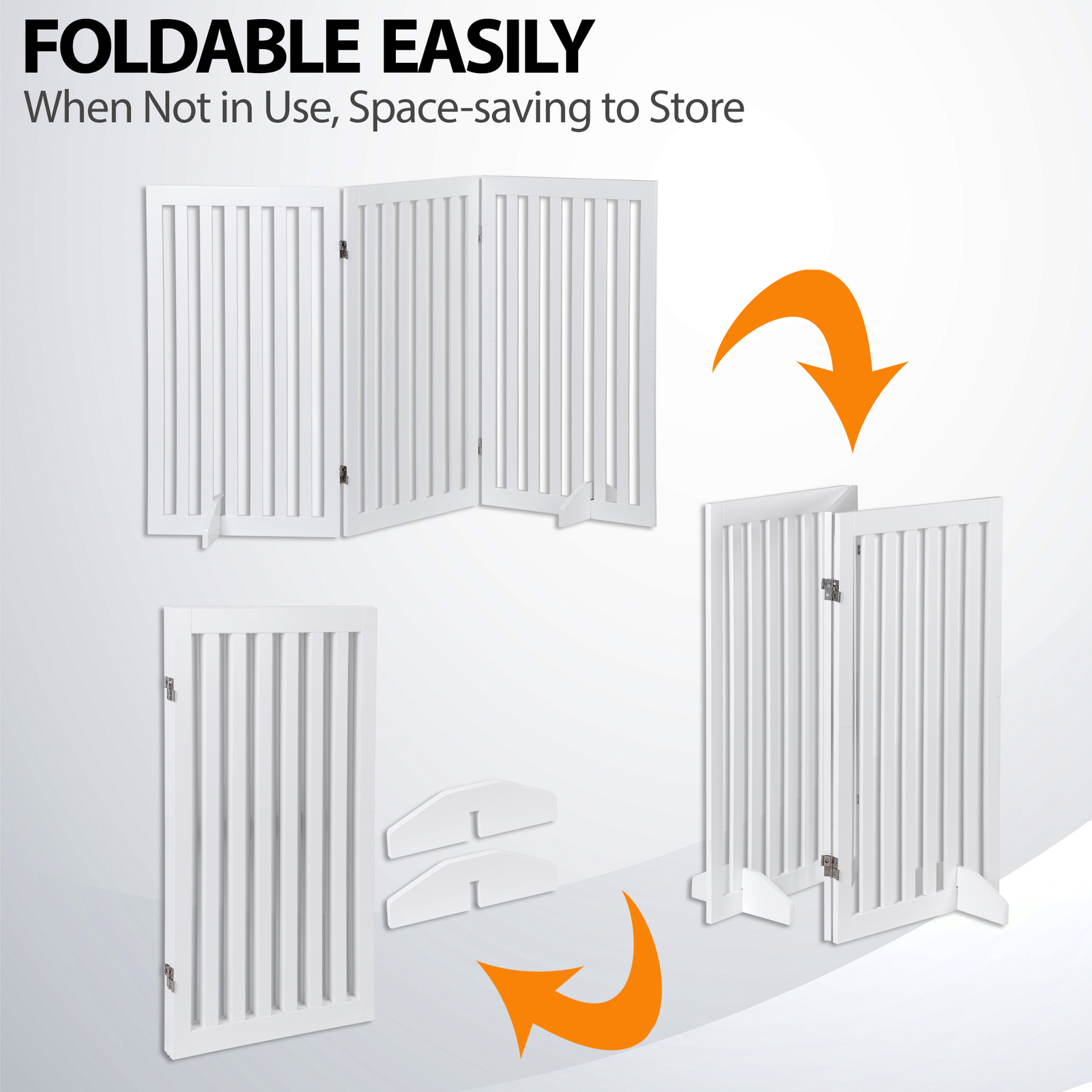 36'' H Foldable Pet Dog Gate Freestanding Dog Carrier for Doorway Indoor White