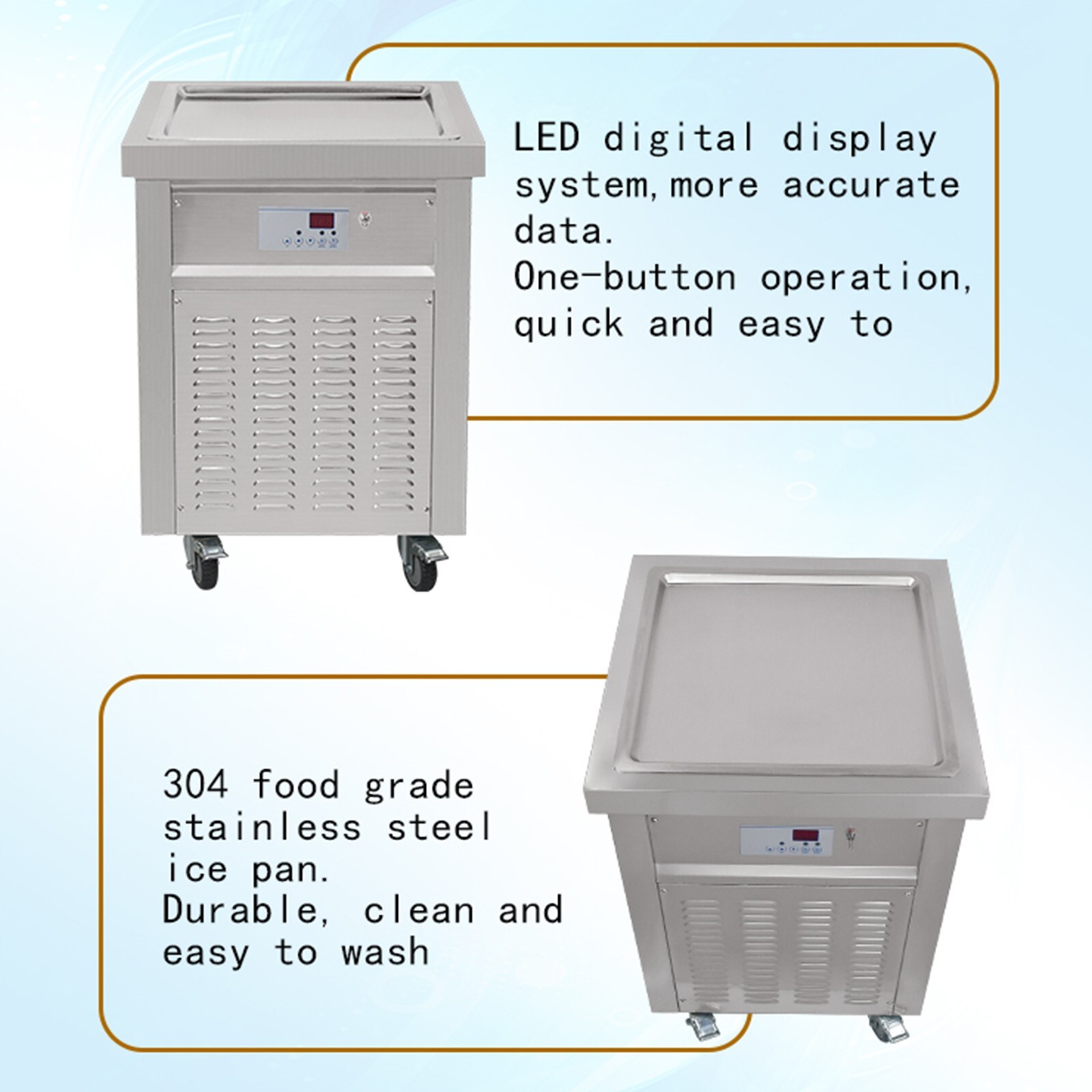Commercial ETL 21''x21" square pan roll ice cream machine fried ice cream maker