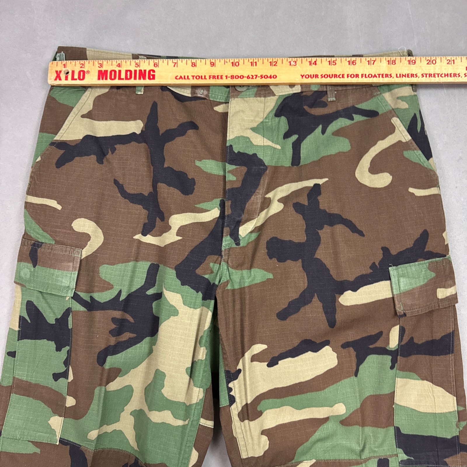 Vintage Military Pants Men 38x32 Green Camo Woodland Trouser Large Reg Distress