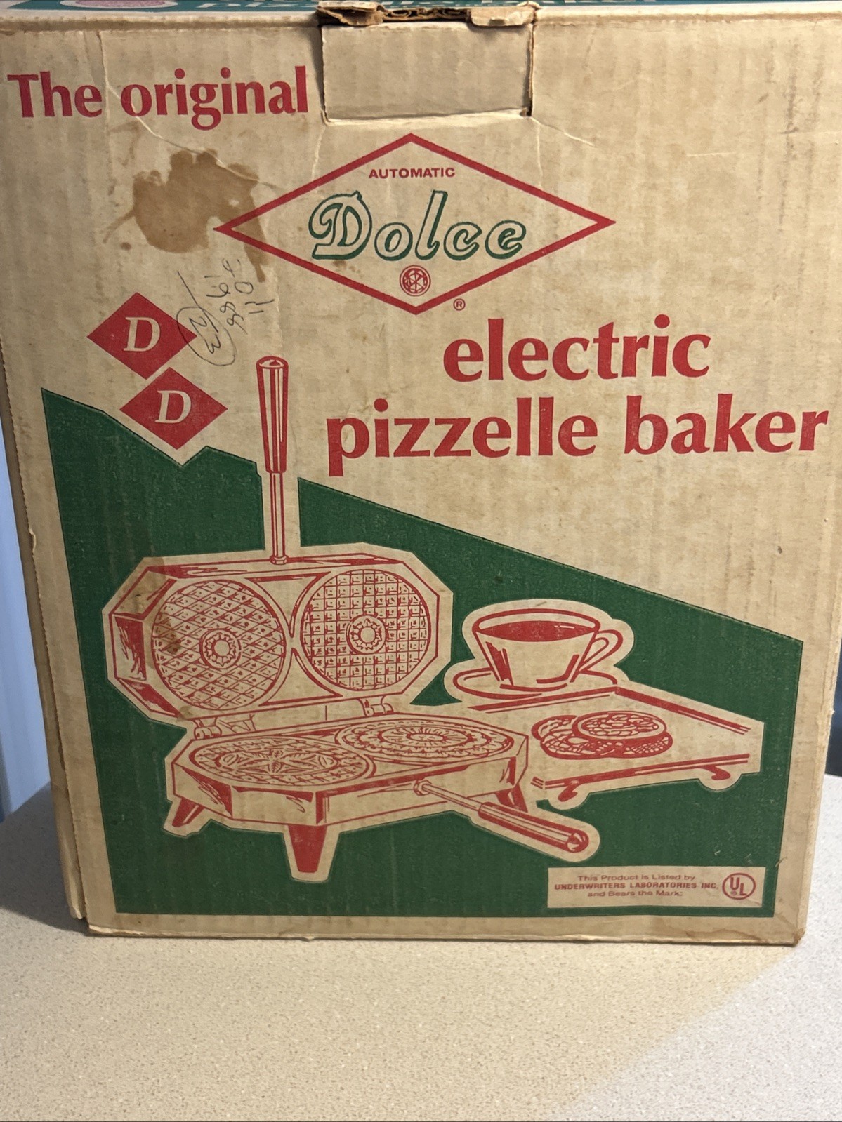 Dolce Automatic Electric Pizzelle Baker Maker Model 300-EP BOX & RECIPE Book