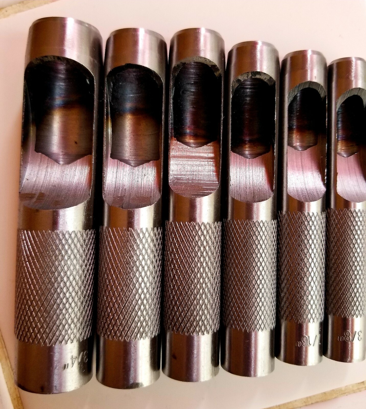 Leather Hollow Hole Punch 6pc Heavy Duty  Set 3/8 7/16 1/2 9/16 5/8 3/4 Inch  GS