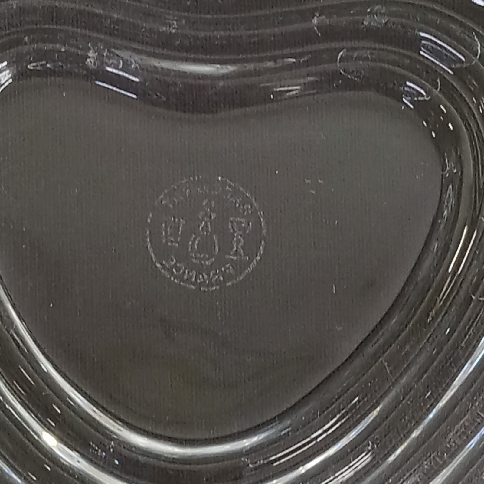 Baccarat Crystal Heart Dish Bowl Clear Ribbed France Signed Clear 4.75"